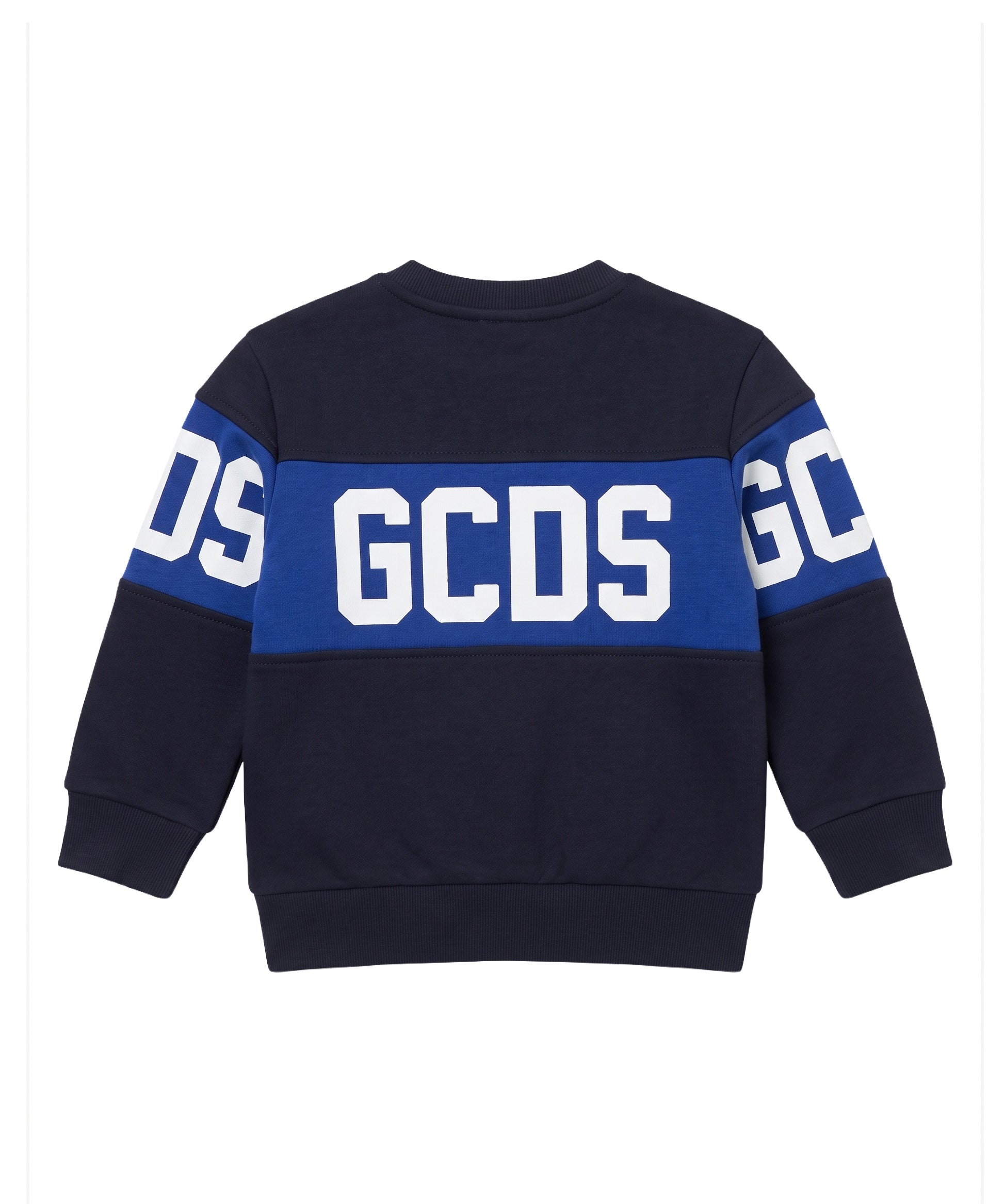 Gcds Kids Felpa Girocollo Nero con Banda Logata Blu per Neonati