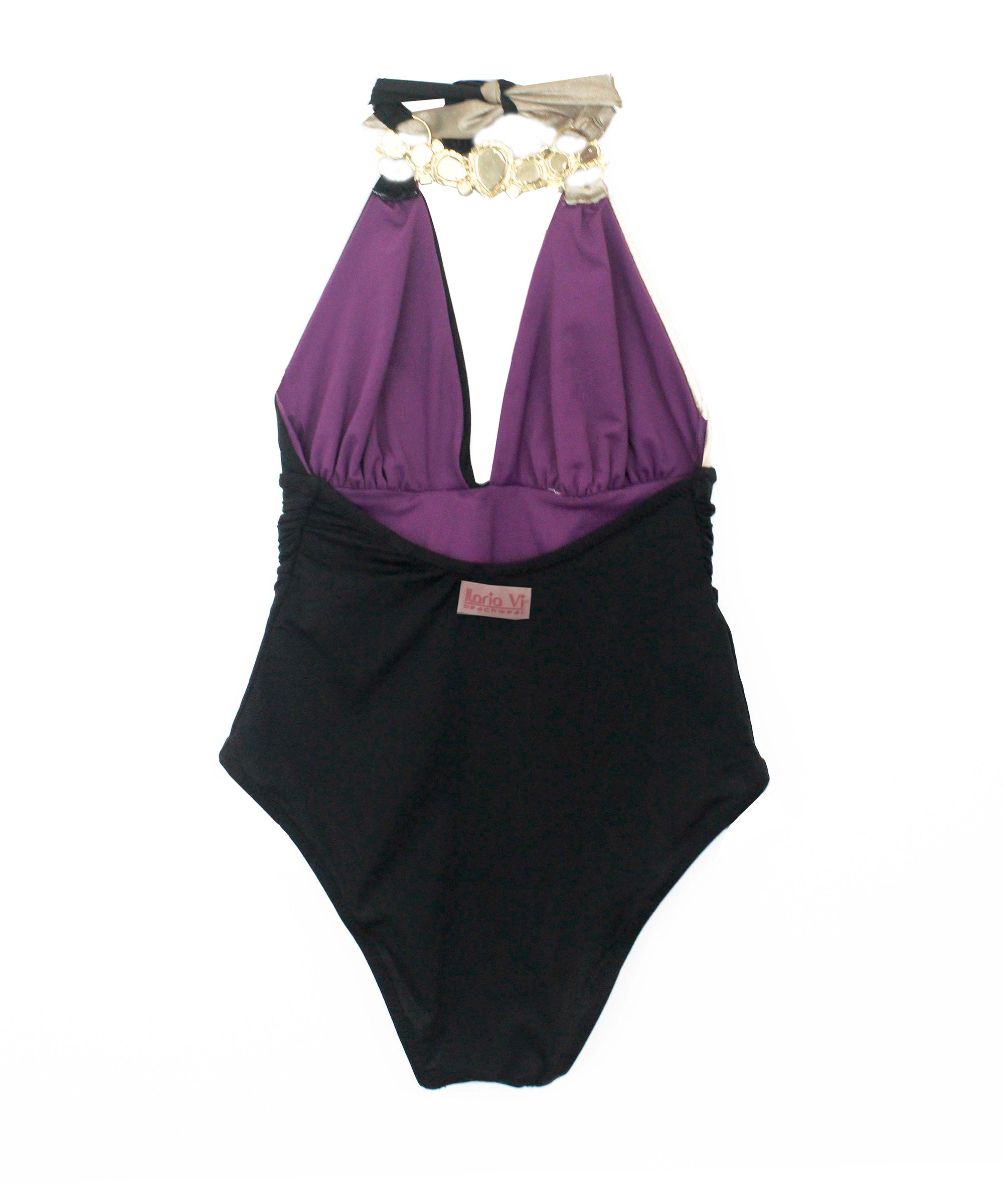 Ilaria Vitagliano Costume Monokini Nero/Bronzo per Bambine (retro)