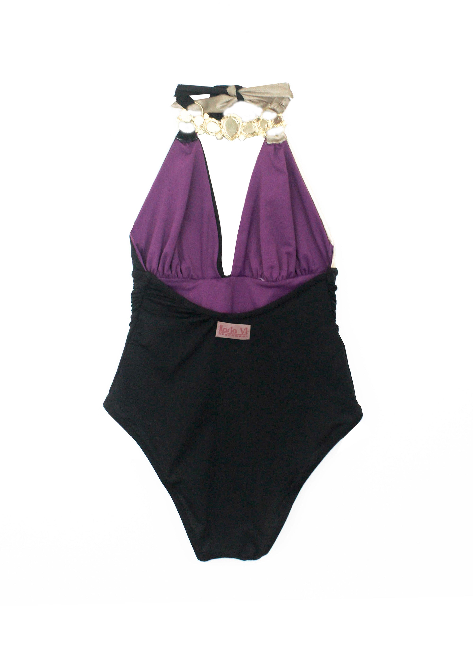 Ilaria Vitagliano Costume Monokini Nero/Bronzo per Bambine (retro)