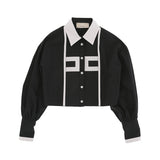 Elisabetta Franchi La Mia Bambina Camicia Nero e Marshmallow con Logo per Bambine