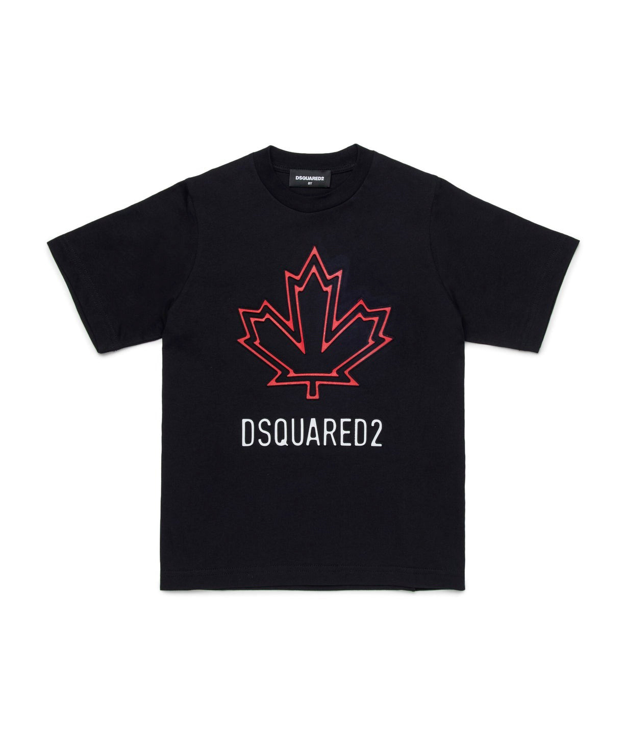 Dsquared2 Kids T-shirt Nera con Canadian Leaf per Bambini