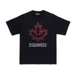 Dsquared2 Kids T-shirt Nera con Canadian Leaf per Bambini