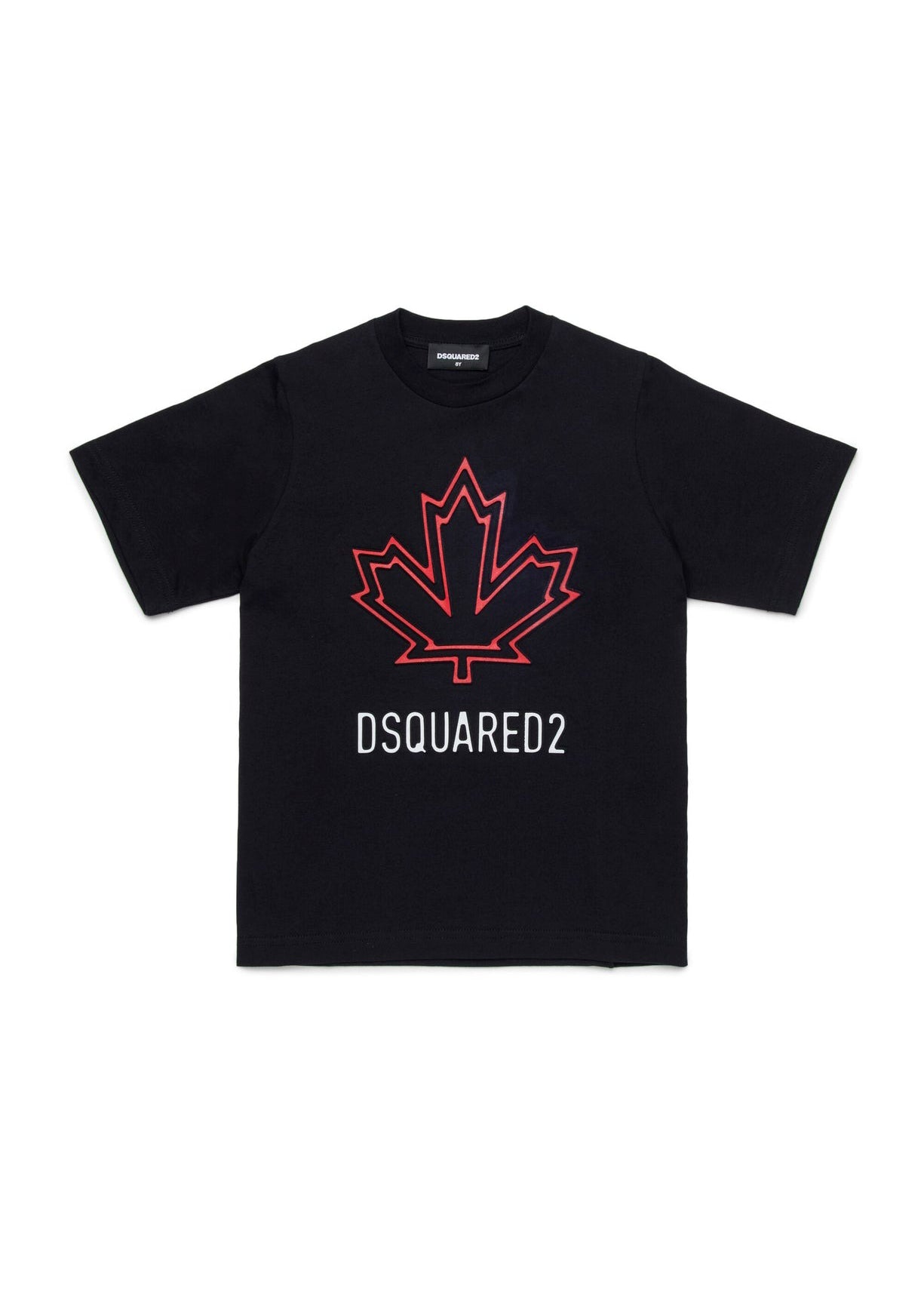 Dsquared2 Kids T-shirt Nera con Canadian Leaf per Bambini