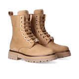 Elisabetta Franchi La Mia Bambina Anfibi Beige in Camoscio con Lacci e Logo per Bambine