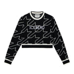Iceberg Kids Maglione Nero Crop Pied-de-Poule per Bambine