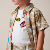 Diesel Kids Camicia Sabbia a Fantasia per Neonati