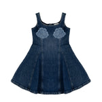 Pinko Kids Abito in Denim con Ricamo Rose per Bambine