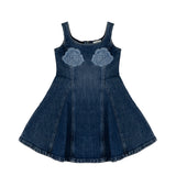 Pinko Kids Abito in Denim con Ricamo Rose per Bambine