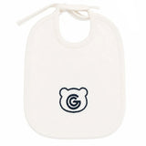 Gabriella Gucci Kids Bavetta Quadrata Felpa Bianco con Ricamo Teddy Logo per Neonati