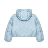 Diesel Kids Piumino Cropped Azzurro con Cappuccio e Logo Oval per Bambine