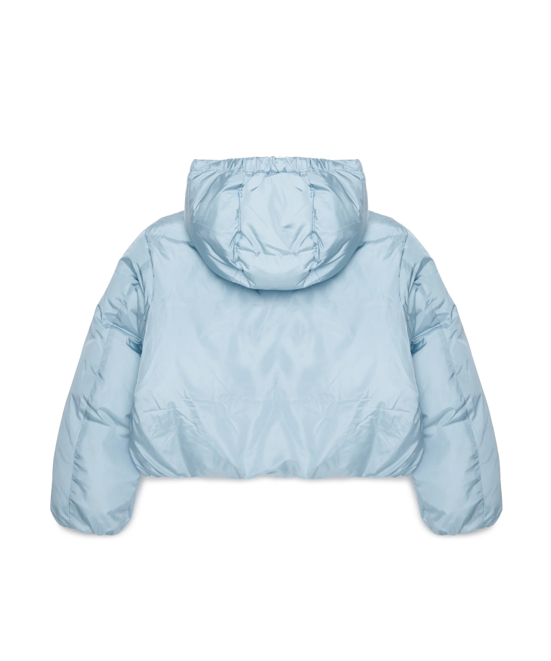 Diesel Kids Piumino Cropped Azzurro con Cappuccio e Logo Oval per Bambine