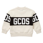 Gcds Kids Felpa Girocollo Latte con Banda Logata Nero Unisex