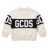 Gcds Kids Felpa Girocollo Latte con Banda Logata Nero Unisex
