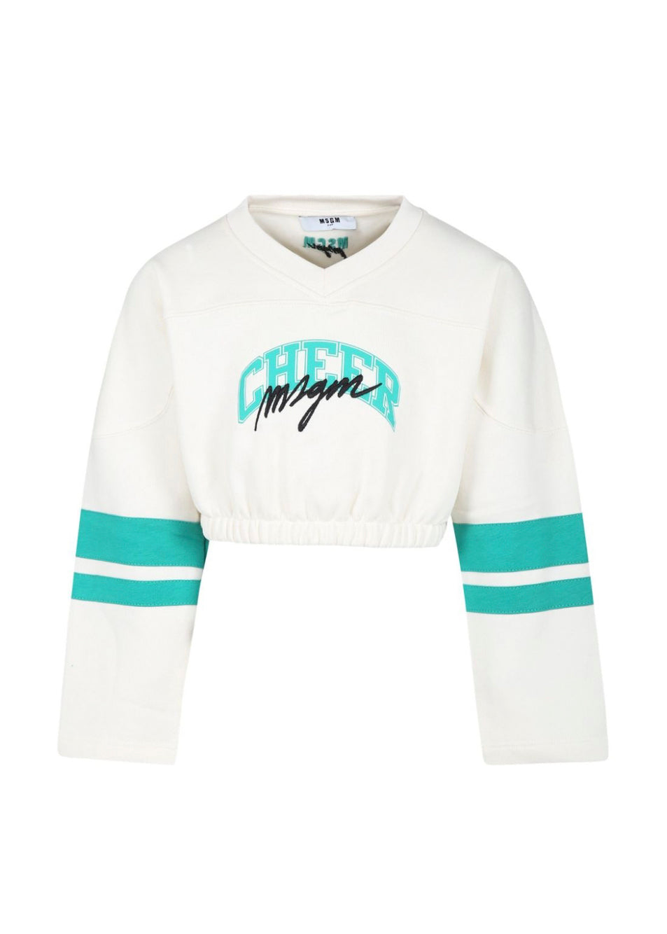 MSGM Kids Felpa Crop Crema Cheer per Bambine