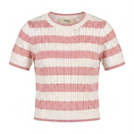 Vicolo Kids T-Shirt a Righe Bianco e Rosa in Maglia per Bambine