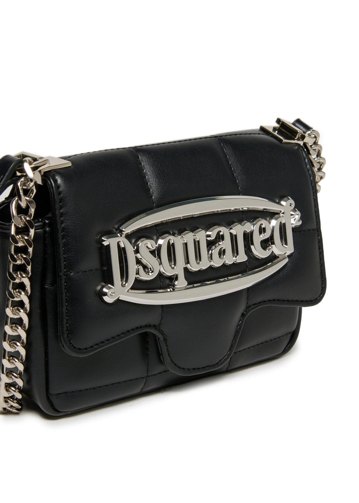 Dsquared2 Kids Borsa Nera con Tracolla e Placca Logo per Bambine (dettaglio)