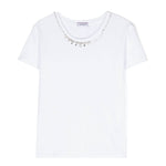 Pinko Kids T-shirt Bianca con Decorazione Cristalli 