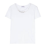 Pinko Kids T-shirt Bianca con Decorazione Cristalli 