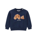 Palm Angels Kids Felpa Blu con Stampa Teddy per Neonati