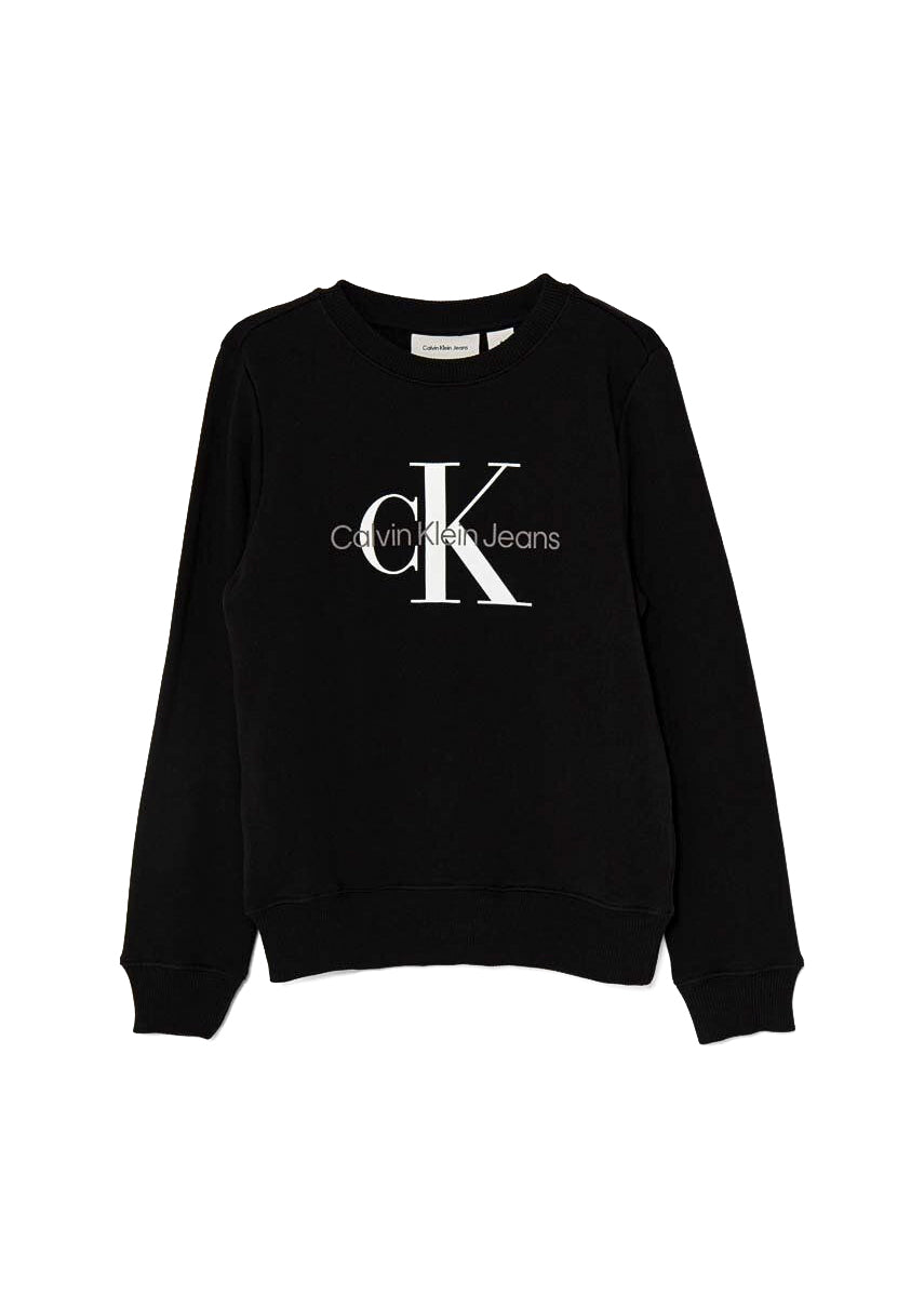 Calvin Klein Kids Felpa Girocollo Nera per Bambini