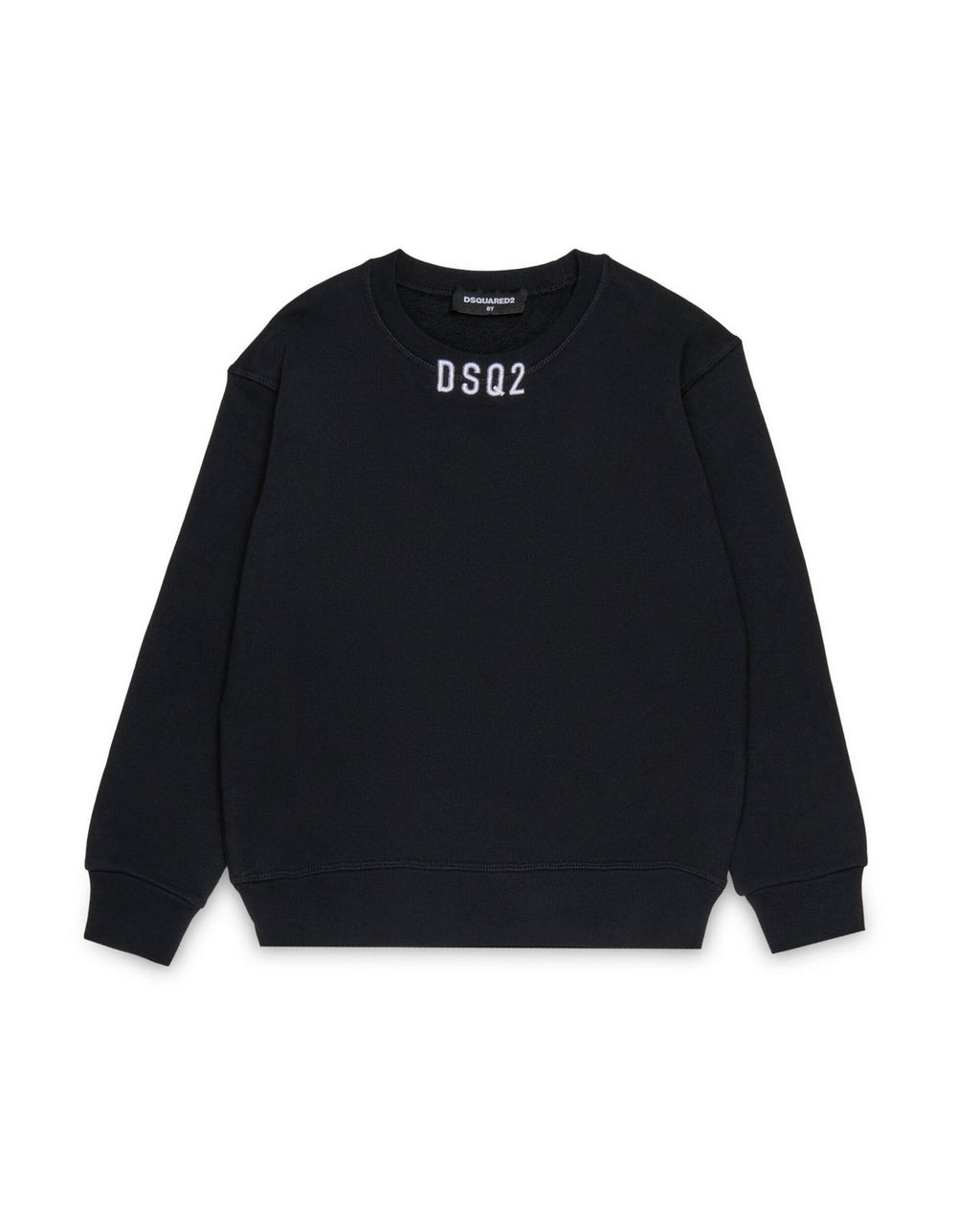 Dsquared2 Kids Felpa Girocollo Nera con DSQ2 per Bambini