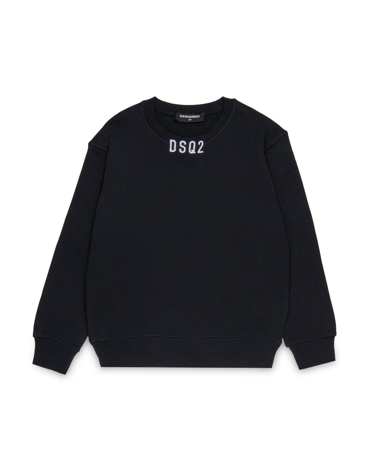 Dsquared2 Kids Felpa Girocollo Nera con DSQ2 per Bambini