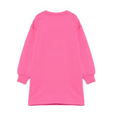 Moschino Kids Vestito Fuxia in Felpa con Stampa Teddy Bear e Logo per Bambine