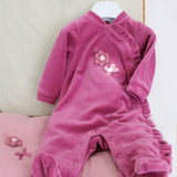 Minibanda Tutina Fucsia con Ricamo Fiori per Neonate