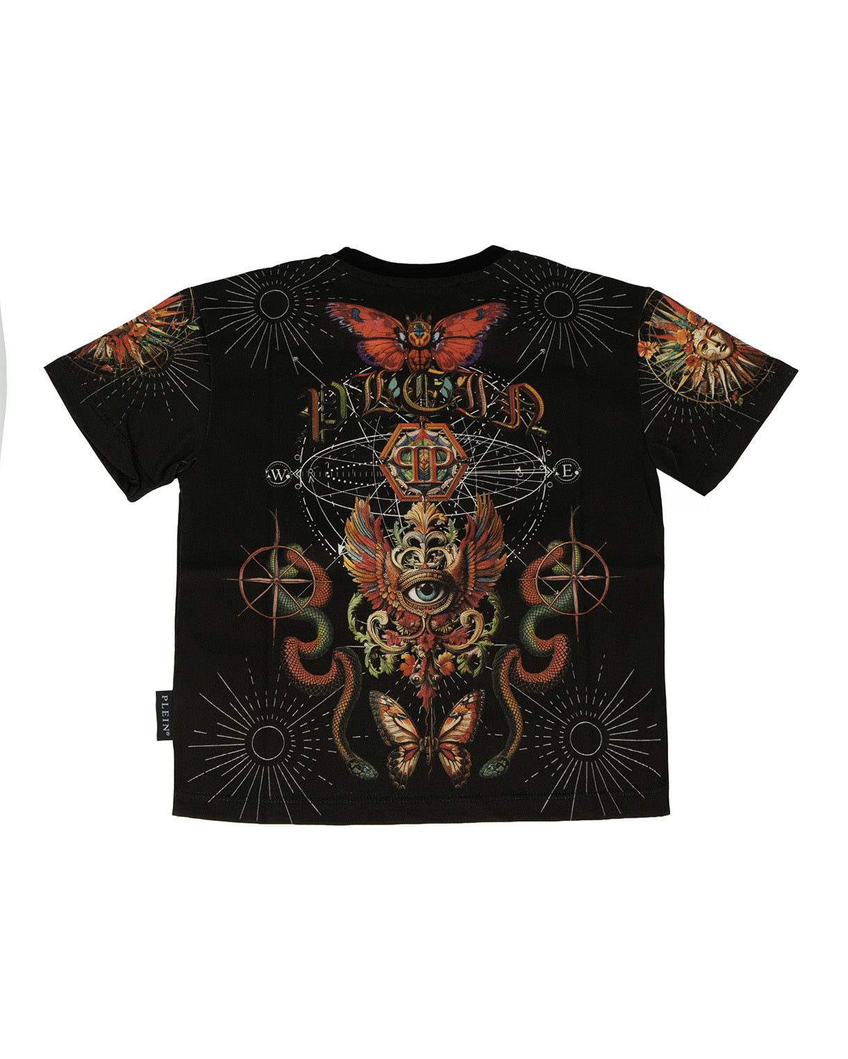 Philipp Plein Kids T-Shirt Nero con Stampa Tattoo per Bambini