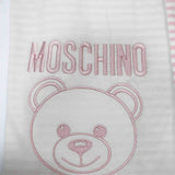 Moschino Kids Pink Striped Blanket with Logo for Baby Girls