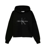 Calvin Klein Kids Felpa Nera con Cappuccio con Stampa per Bambini