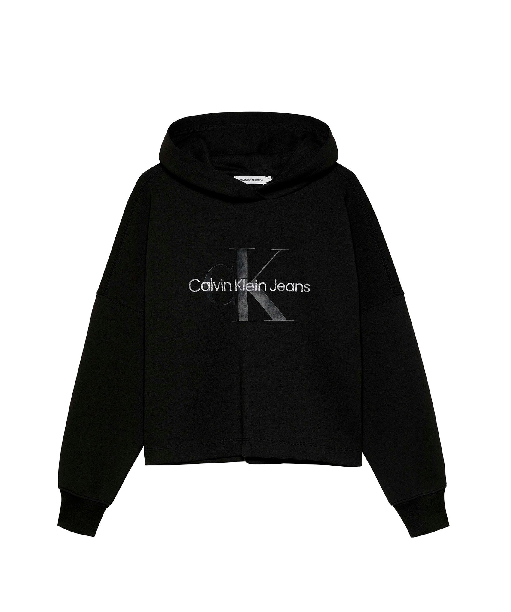 Calvin Klein Kids Felpa Nera con Cappuccio con Stampa per Bambini