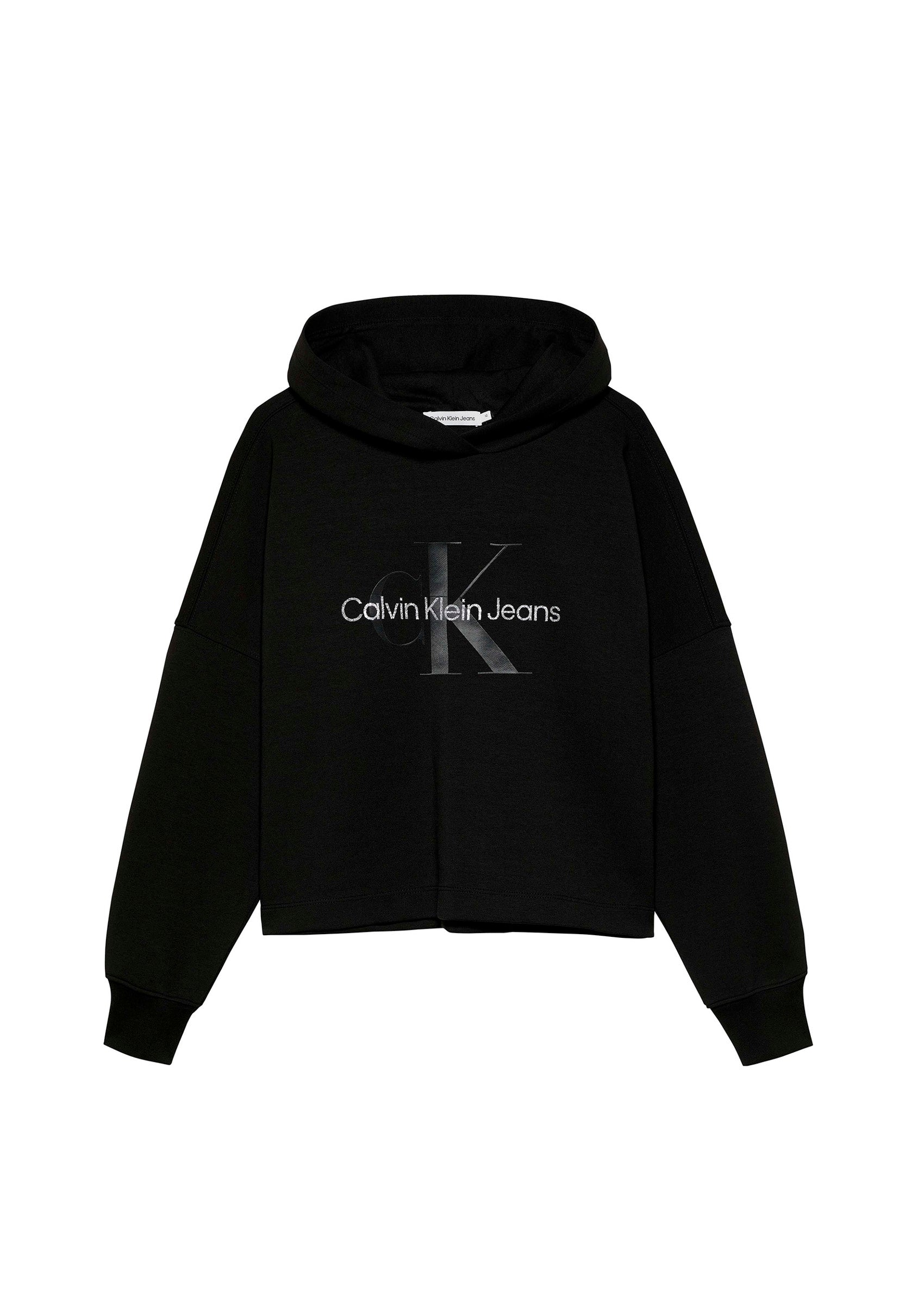 Calvin Klein Kids Felpa Nera con Cappuccio con Stampa per Bambini