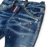 Dsquared2 Kids Jeans Denim Blu con Lavaggio effetto " Vernice" per Neonati