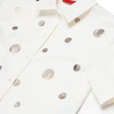 Max & Co Kids Camicia Crop Bianca con Pois Argento per Bambine