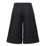 Elisabetta Franchi La Mia Bambina Pantalone Nero con Dettaglo Fascia Logo a Contrasto per Bambine