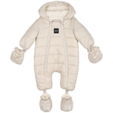 BOSS Kids Tutina Neve Beige Imbottita con Cappuccio e Muffole e Piedini Staccabili per Neonati