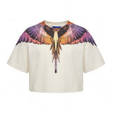 Marcelo Burlon County of Milan Kids T-Shirt Crop Cocco con Stampa per Bambine