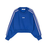 MSGM Kids Felpa Crop Royal con Logo per Bambine