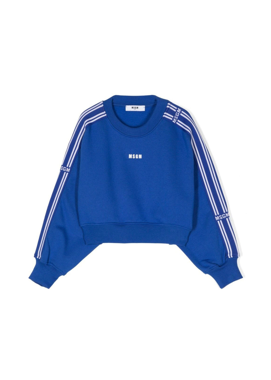 MSGM Kids Felpa Crop Royal con Logo per Bambine