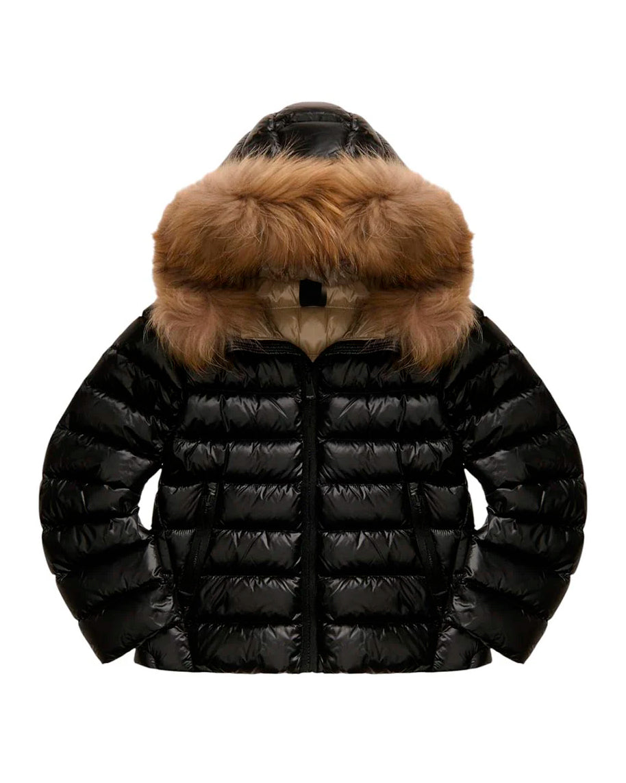 Blauer Kids Giubbino Nero e Cappuccio con Pelliccia Arcadia Junior per Bambine