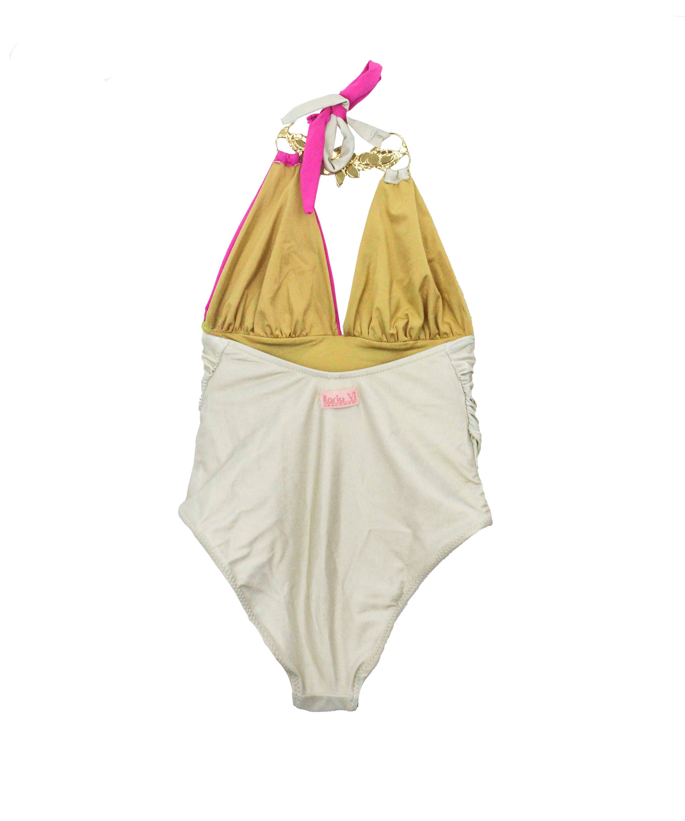 Ilaria Vitagliano Costume Monokini Oro/Fucsia per Bambine (RETRO)