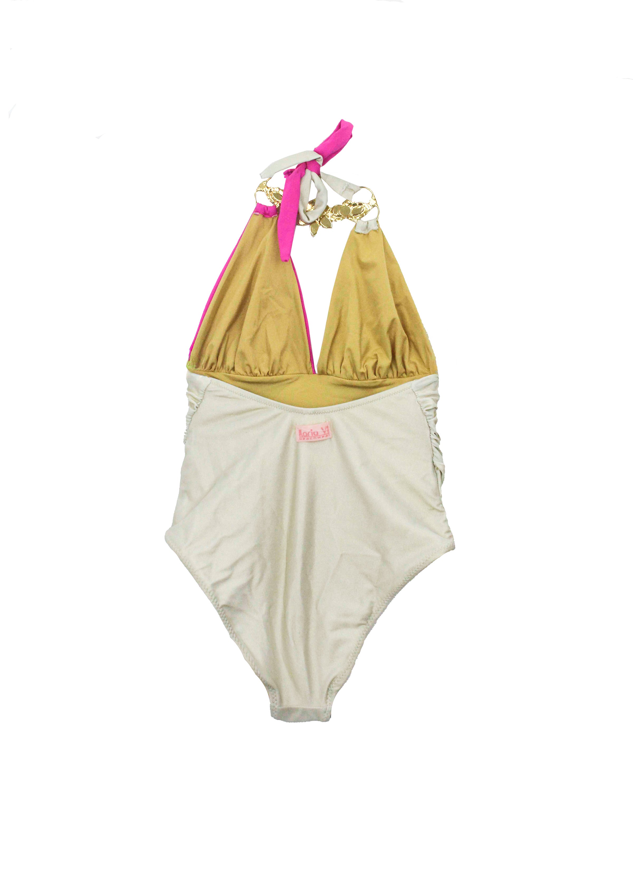 Ilaria Vitagliano Costume Monokini Oro/Fucsia per Bambine (RETRO)