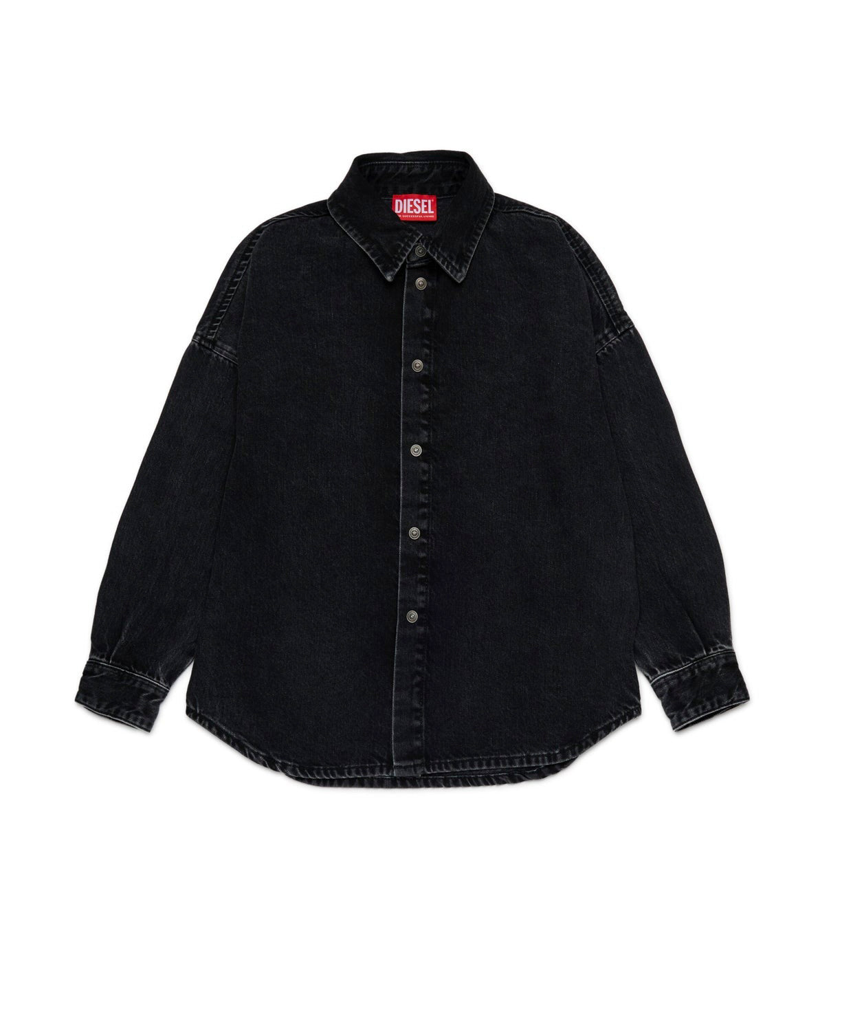 Diesel Kids Camicia Denim Nera con Oval D per Bambini