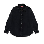 Diesel Kids Camicia Denim Nera con Oval D per Bambini