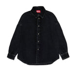 Diesel Kids Camicia Denim Nera con Oval D per Bambini