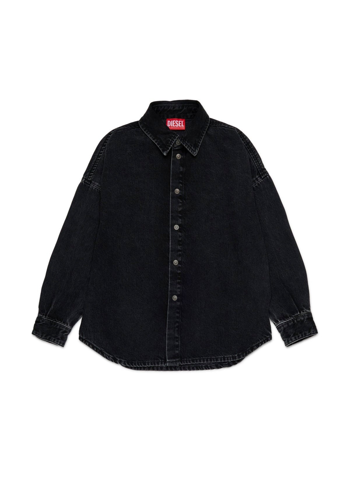 Diesel Kids Camicia Denim Nera con Oval D per Bambini