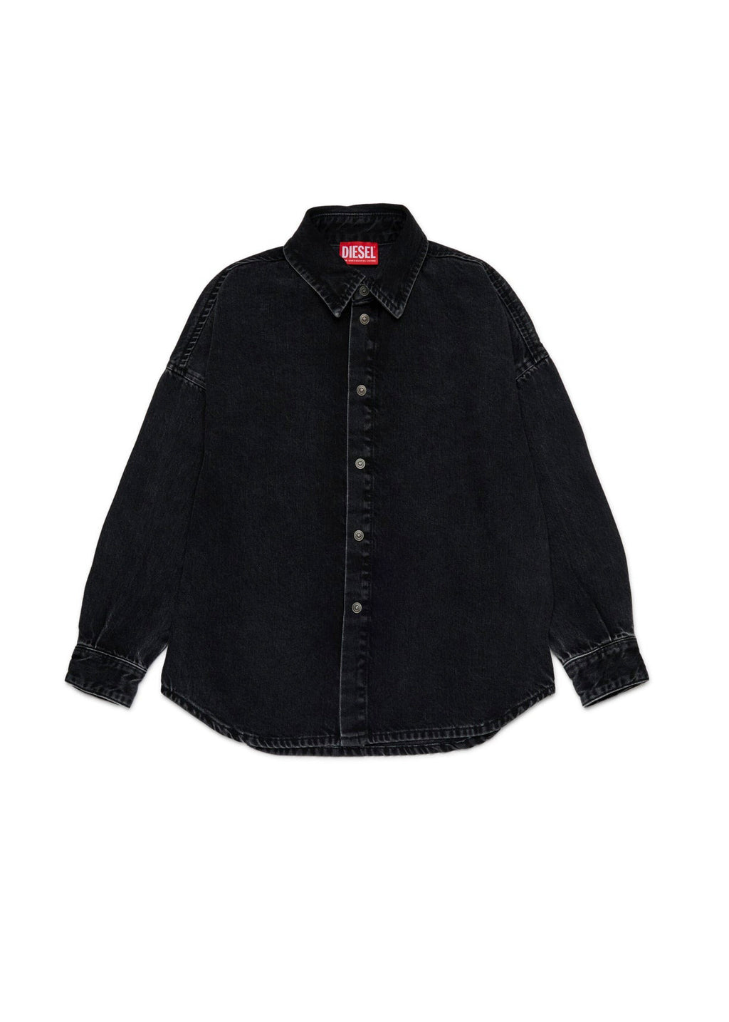 Diesel Kids Camicia Denim Nera con Oval D per Bambini