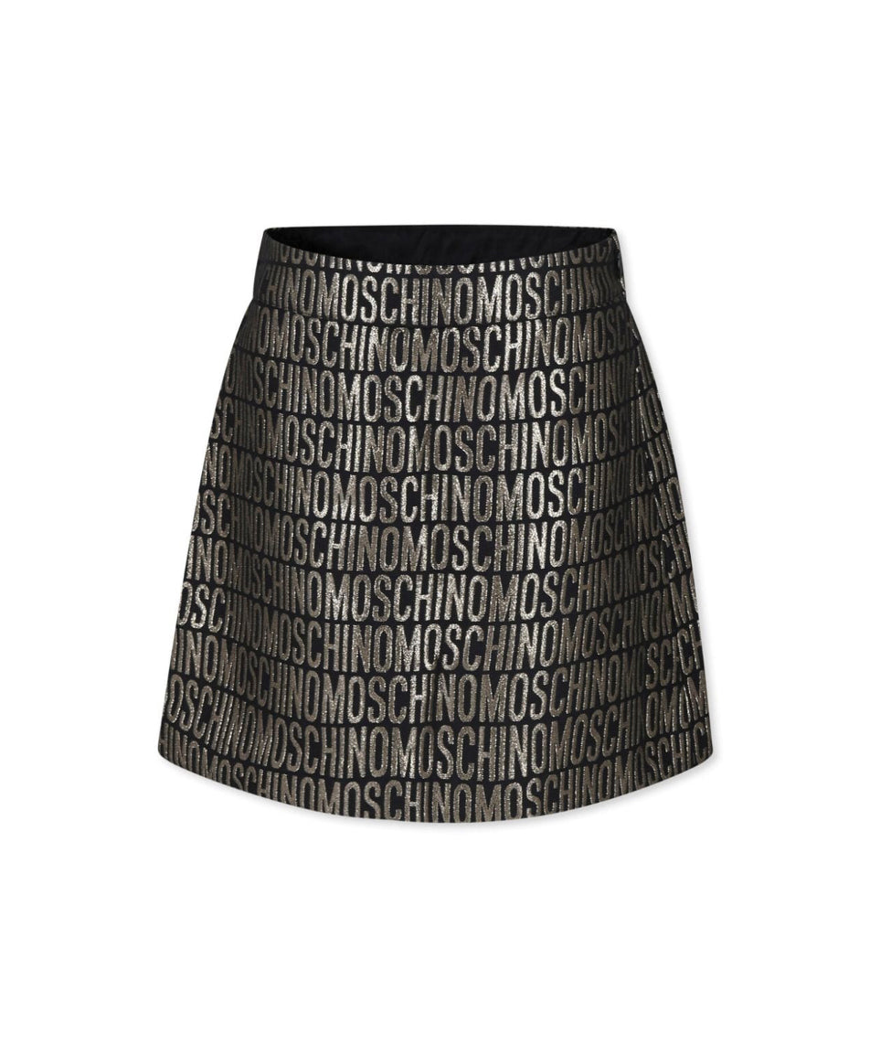 Moschino Kids Gonna Oro Netallizzata con Logo Jacquard per Bambine