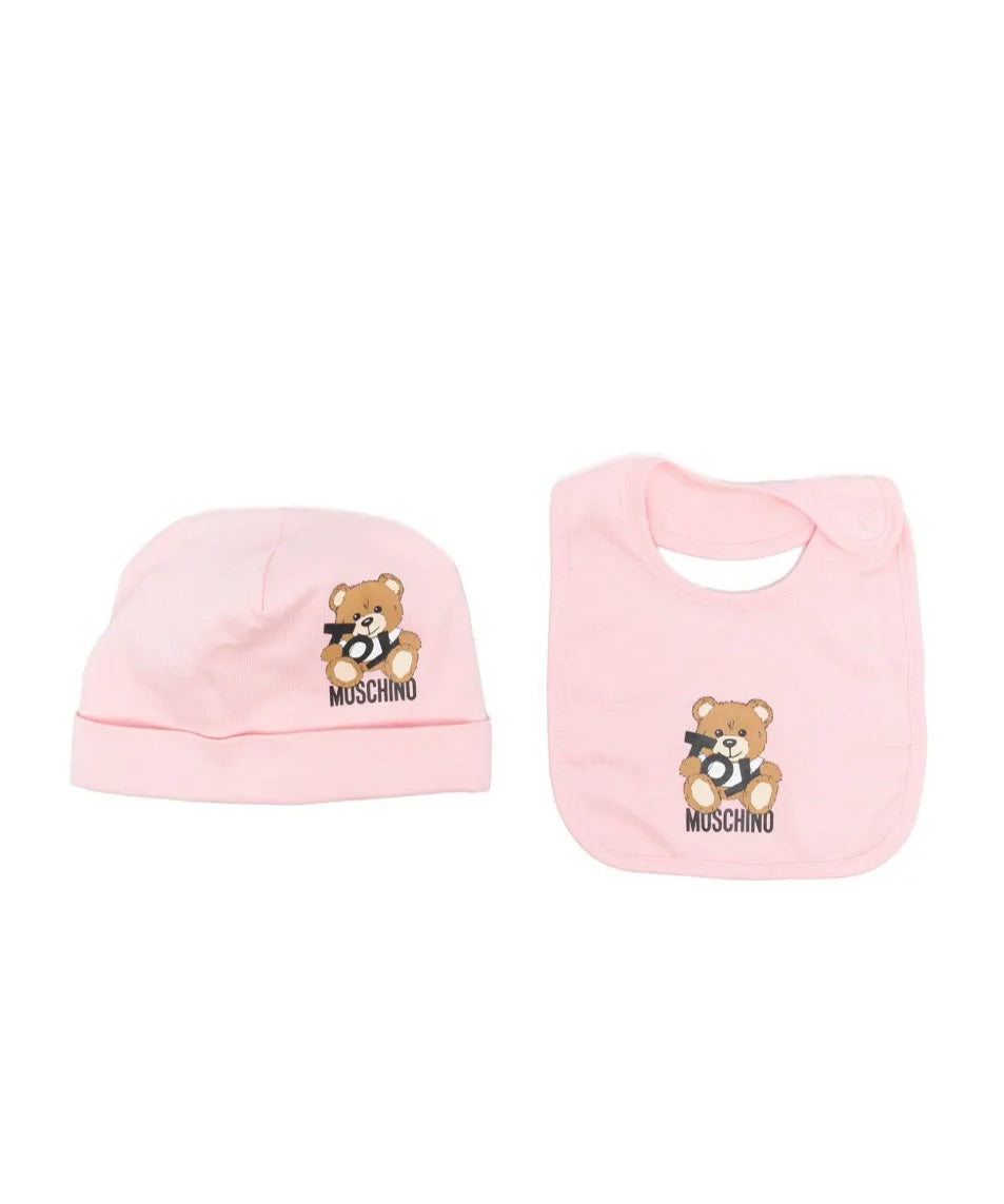 Moschino Kids Cappello con Bavetta Rosa con Toy per Neonate